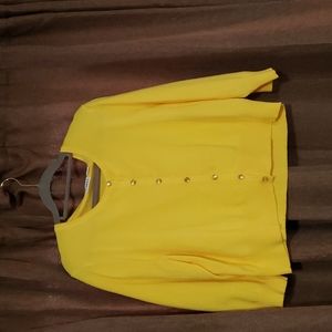 Cato yellow cropped 3/4 sleeves button down sweater XL